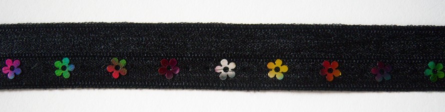 Black Prism Daisy Sequin Fold Over Elastic