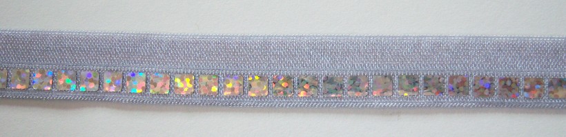 Silver Square Sequin Fold Over Elastic