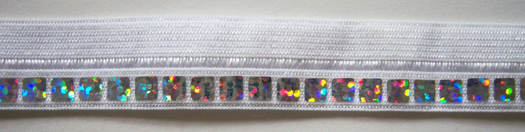 White Square Sequin Fold Over Elastic