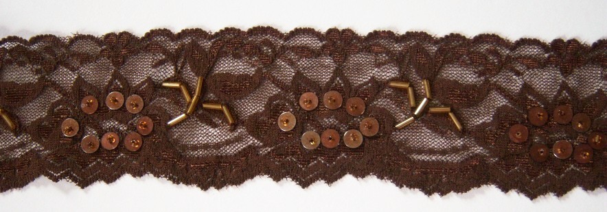 Chocolate/Copper 2 3/8" Stretch Lace