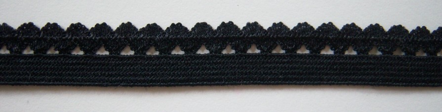 Black 1/2" Satin Picot Elastic