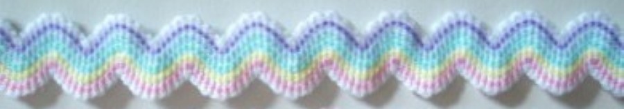 White Pastel Stripe 1/2" Wavy Elastic