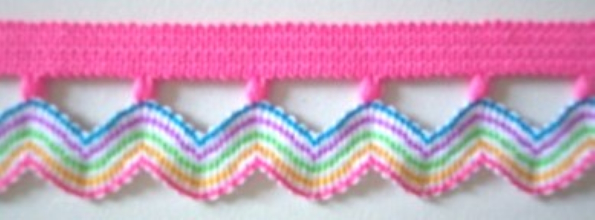 Hot Pink Multi 3/4" Wavy Elastic