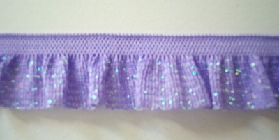 Lavender Sparkle 3/4" Ruffled Elastic