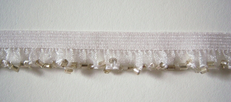 Off White Ruffled/Silver Bead 1/2" Elastic