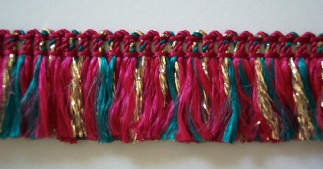 Rouge/Green/Gold 1 1/2" Metallic Fringe