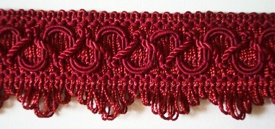 Cranberry 1 1/4" Fringe Braid