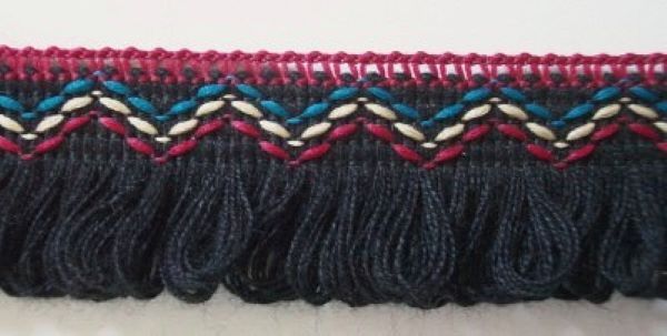 Braid/Black Looped 1 1/4" Fringe