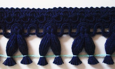 Navy Braid Top 2" Fringe