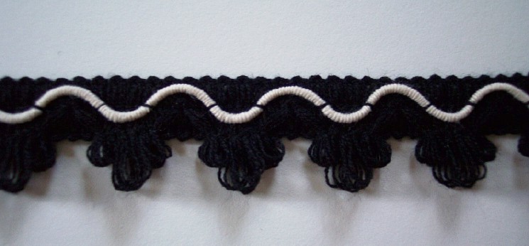 Black/Ivory 7/8" Fringe Braid