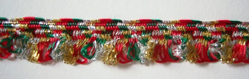 Red/Green 5/8" Metallic Fringe Trim