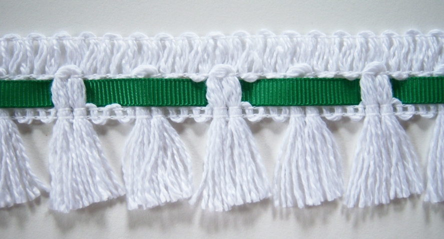 White/Emerald 1 1/2" Fringe