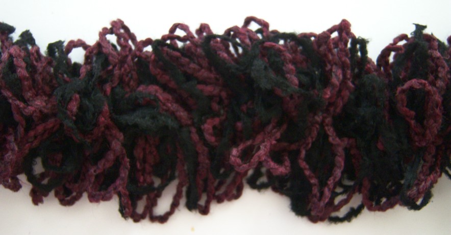 Dk Cherry/Black Yarn Stretch 3" Fringe