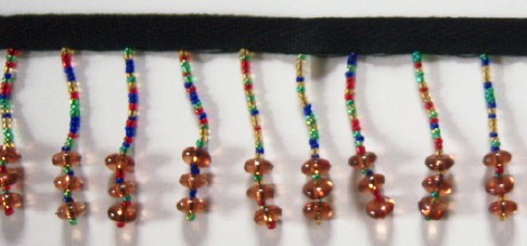 Multi Seed/Amber 1 3/4" Bead Fringe