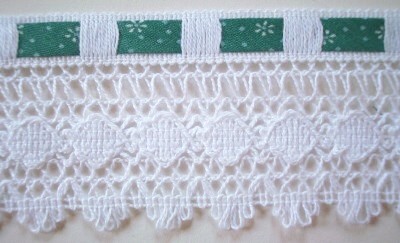 White/Green Calico 2 1/4" Lace