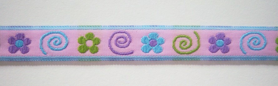 Pink/Blue/Lavender 1/2" Jacquard