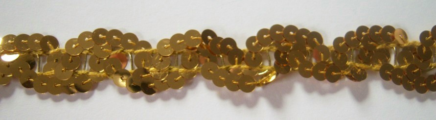 Gold Sequin 1" Wired Wavy Trim