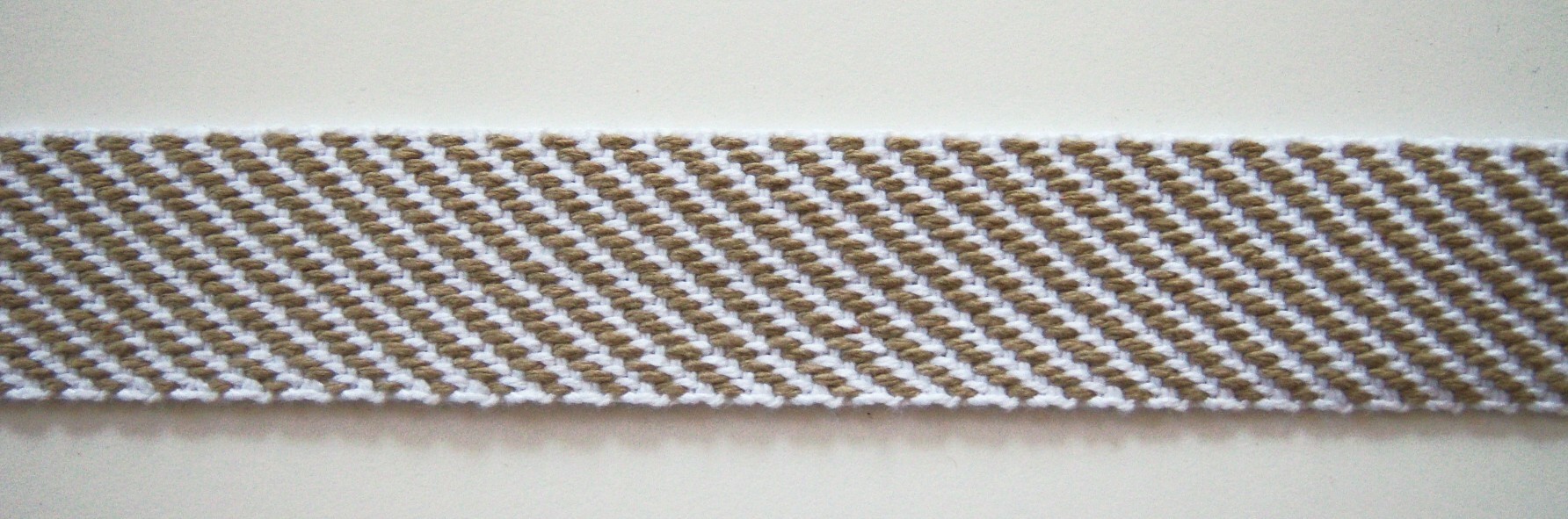 White/Taupe Cotton 1 1/8" Webbing