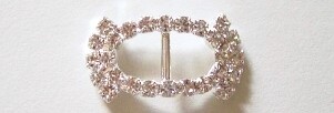 Silver Austrian Crystal 9/16" x 1" Oval Buckle