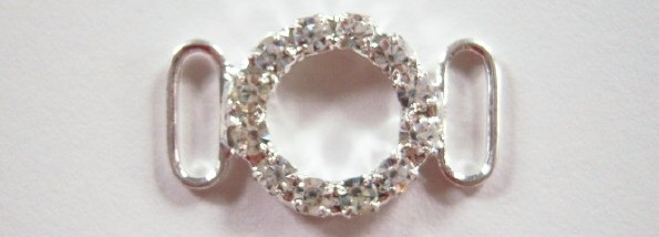 Silver Rhinestone 5/8" x 1 1/8" Round Buckle