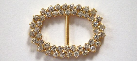 Gold Austrian Crystal 7/8" x 1 1/4" Buckle