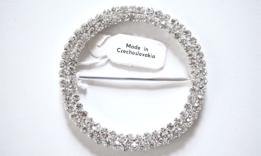 Silver Austrian Crystal Rhinestone 3" Round Buckle