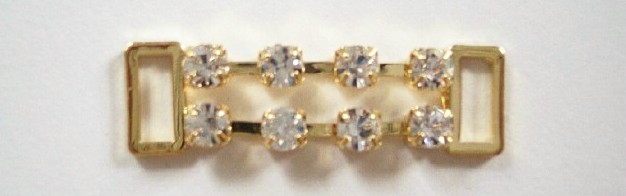 Gold Austrian Crystal 3/4" x 1 1/4" Buckle