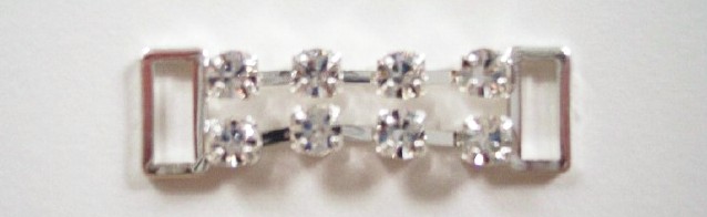 Silver Austrian Crystal 3/4" x 1 1/4" Buckle