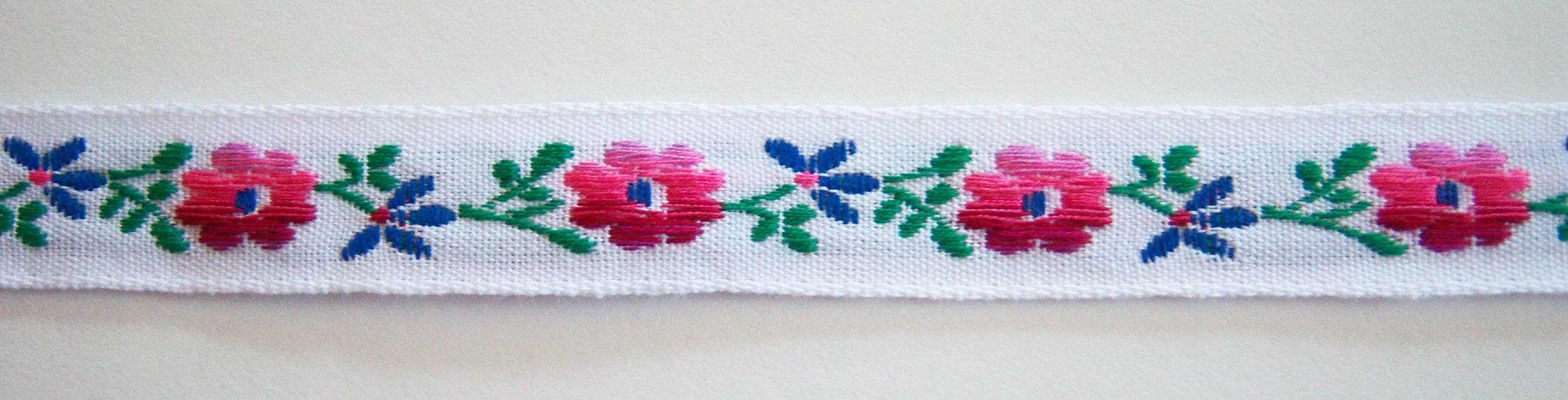 White/Rose/Royal 1/2" Jacquard