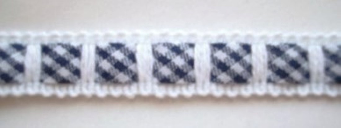 White/Navy Gingham 7/16" Braid