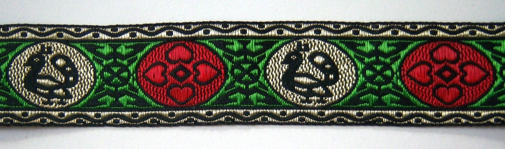 Tan/Black/Red/Green 1 3/8" Jacquard Trim