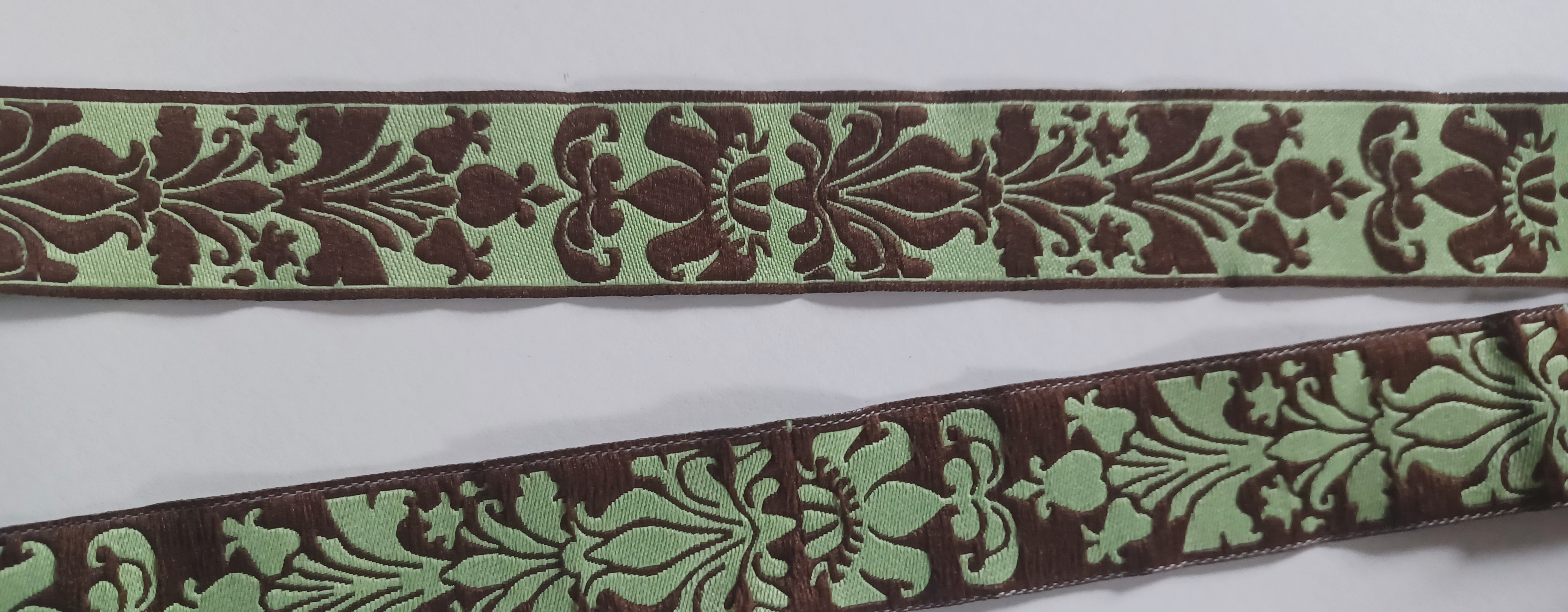 Lime/Brown Motif 15/16" Jacquard