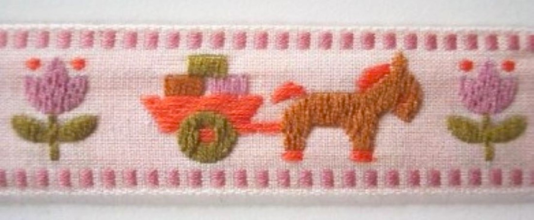 Ivory/Cocoa 1 1/8" Pony/Cart Jacquard