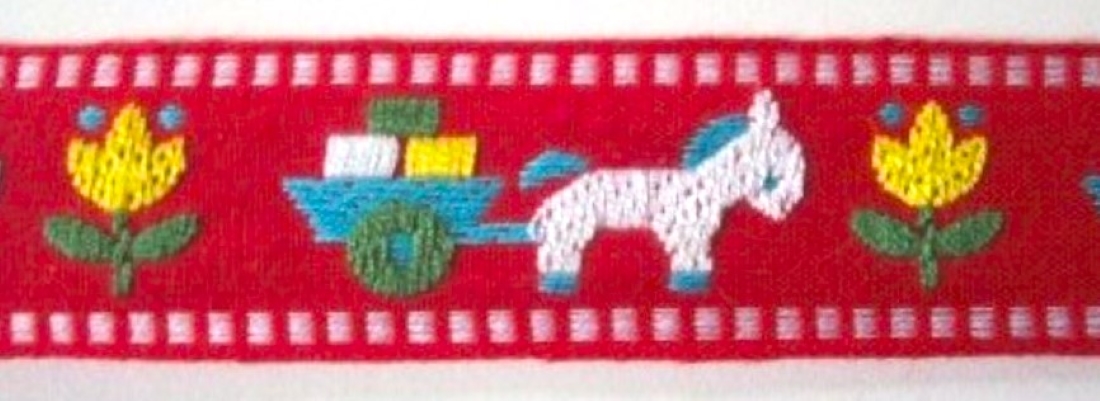 Red/White 1 1/8" Pony/Cart Jacquard