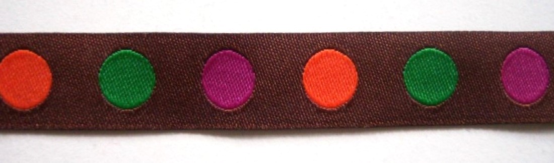 Brown/Orange Dots 5/8" Jacquard