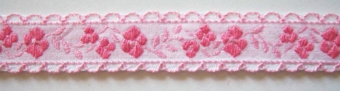 White/Pink 5/8" Floral Jacquard