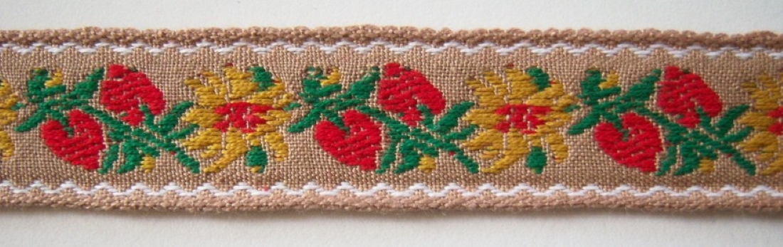 Tan/Red/Gold Jacquard