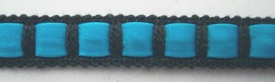 Black/Turquoise Satin 7/16" Braid