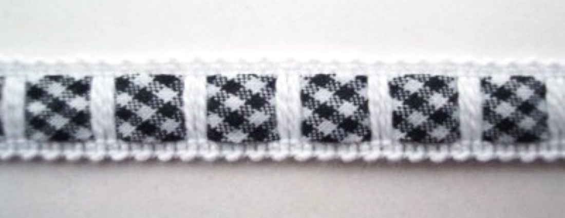 White/Black Gingham 7/16" Braid