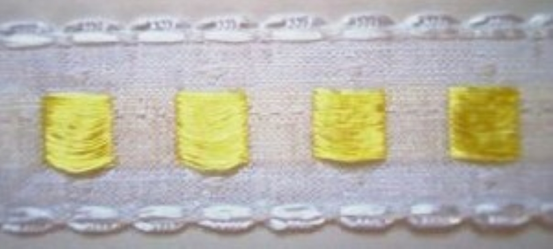 White/Yellow 1 1/8" Woven Ribbon