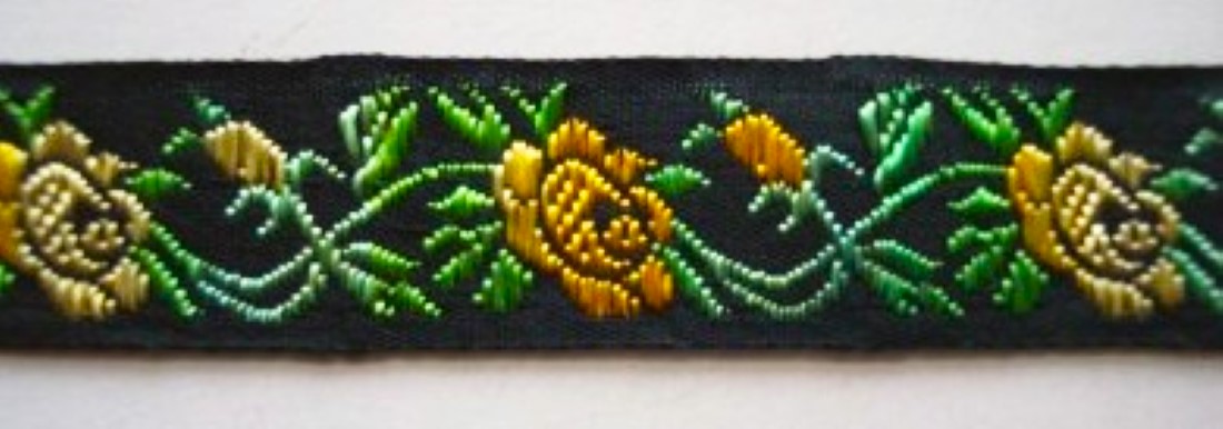 Black/Yellow/Green 3/4" Jacquard