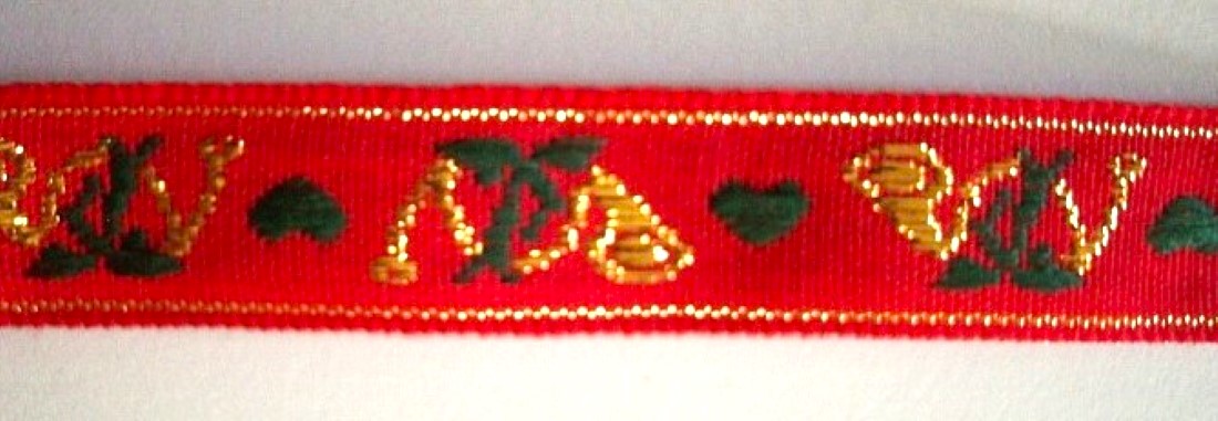 Red/Green/Gold 5/8" Jacquard