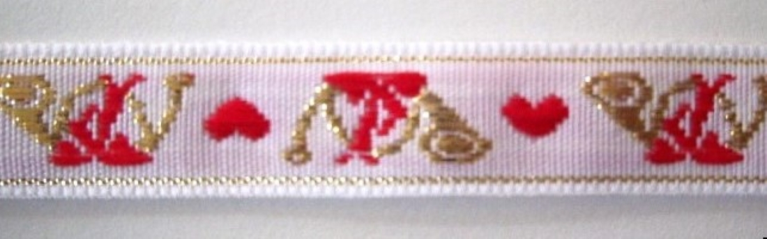 White/Red/Gold 11/16" Jacquard