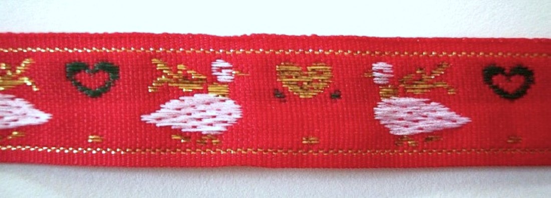 Red/White/Gold 11/16" Jacquard