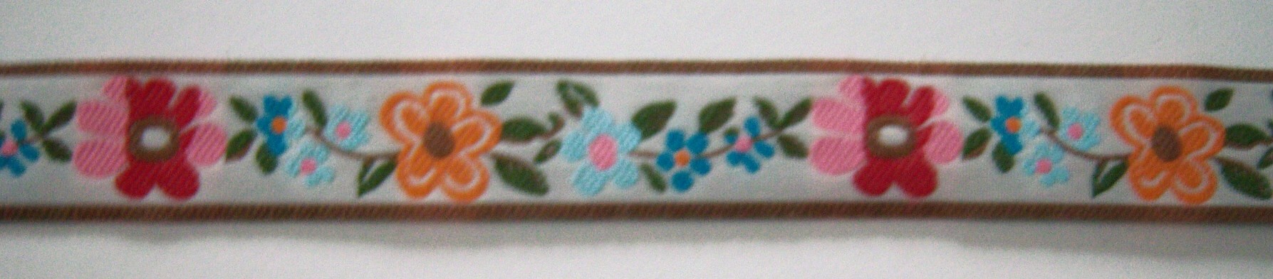 Beige/Cocoa 3/4" Floral Jacquard