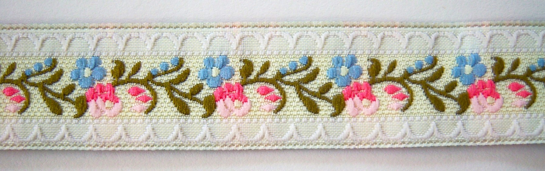 Ivory/Pink Floral 1" Jacquard