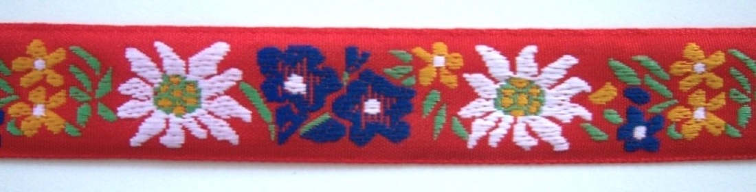 Red/White/Royal Floral 1" Jacquard