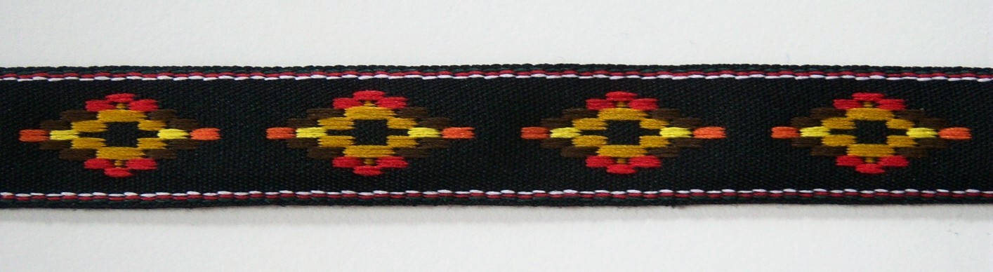 Black/Gold/Tomato 3/4" Jacquard