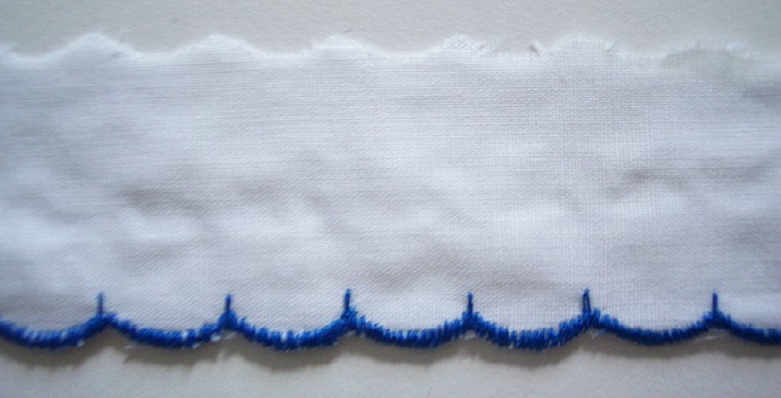 White/Royal 1 1/4" Eyelet Lace