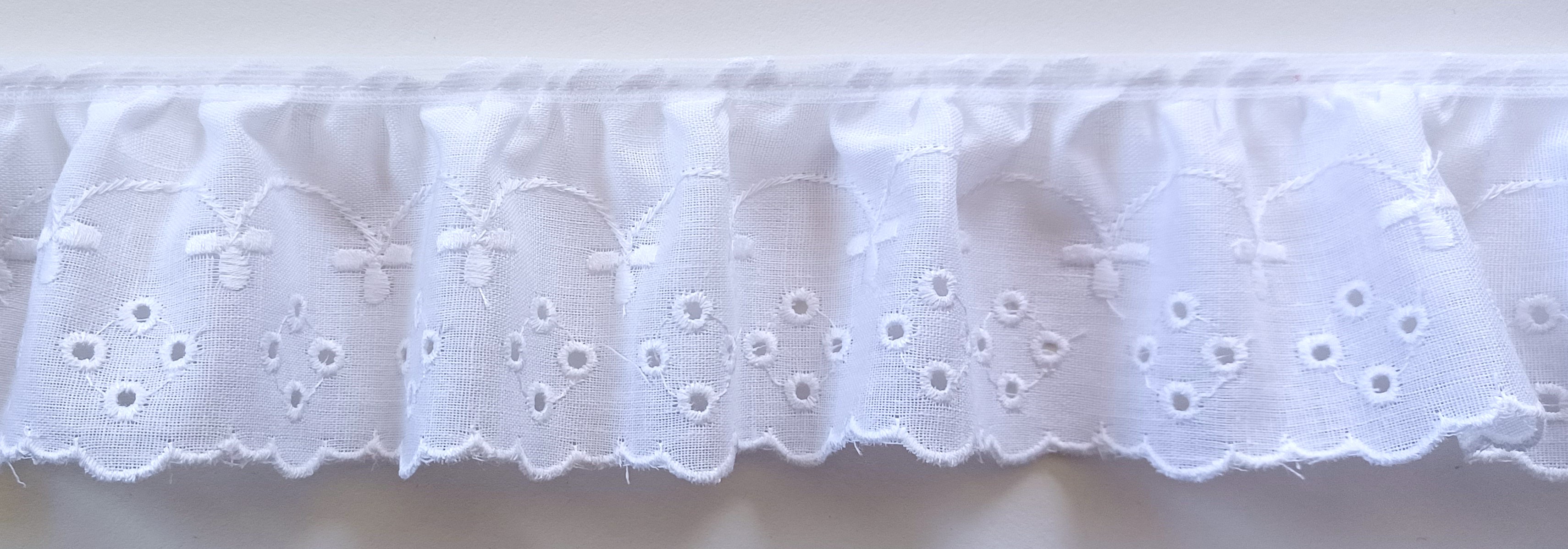 White 2 1/4" Ruffled Eyelet Lace